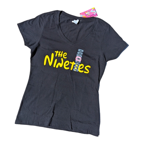 90's Experience Womens "Doh" The Nineties Simpson's VNeck Tee - Picture 1 of 6